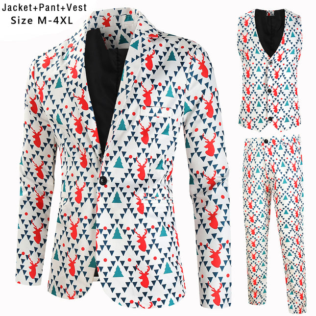 Men's Geometric Three Piece Suit #3TZMK627 - Suits | Multicolour / M