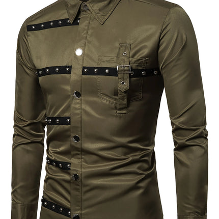 Men's Gothic Rivet Shirt #25625015 - | Burgundy / M