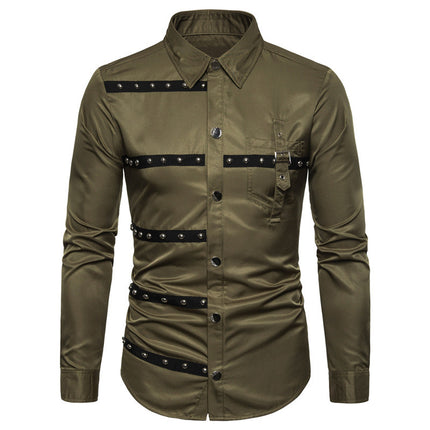 Men's Gothic Rivet Shirt #25625015 - | Army Green / M