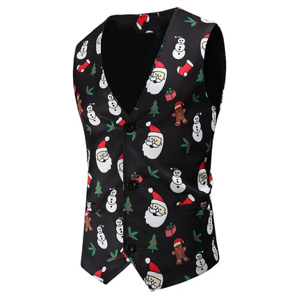 Men's Christmas Printed Vest #MJ46 - Vests | Multicolour / M