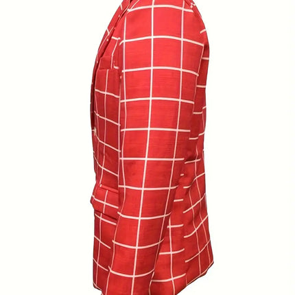 Men's British Style Plaid Blazer #25061022 - Blazers | Red / M