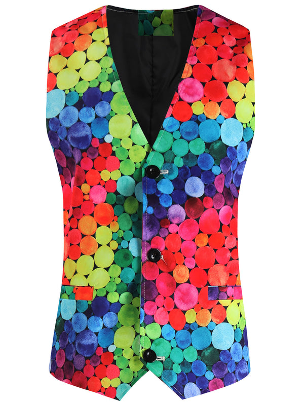 Men's Colorful Printed Vest Suit