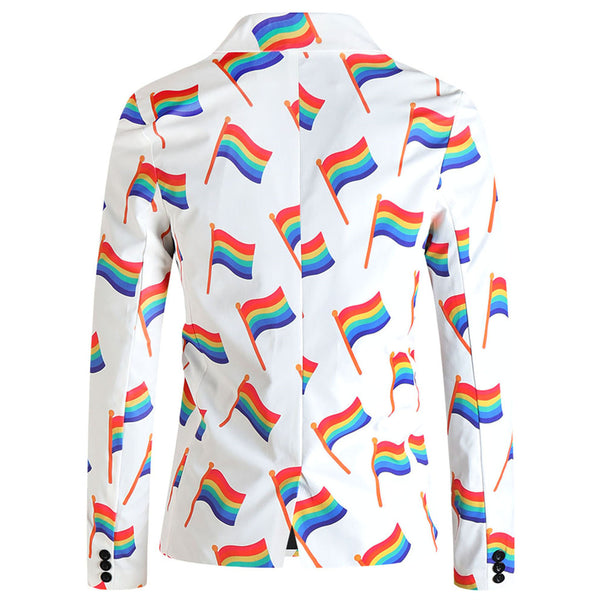 Men's Rainbow Flag Print Blazer #X1900
