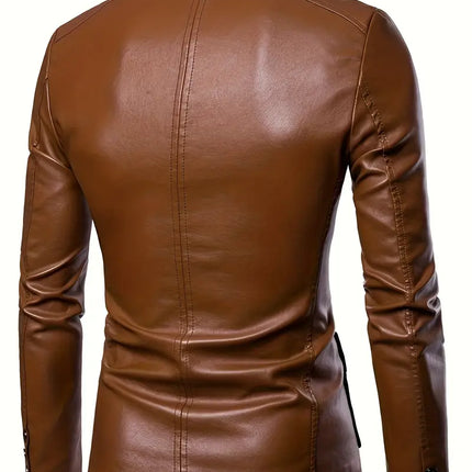 Men's Leather Jacket #25061245 - | Burgundy / 2XS
