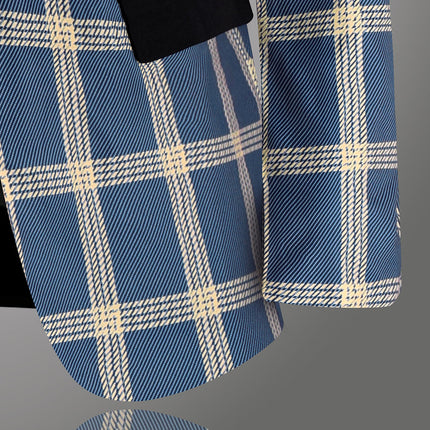 Men's Plaid Blazer - Slim Fit Stylish Checkered Suit Jacket for Parties & Weddings - Blazers | Blue Plaid / M