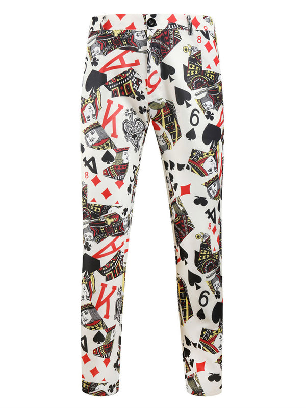 Men's Poker Print Vest Suit