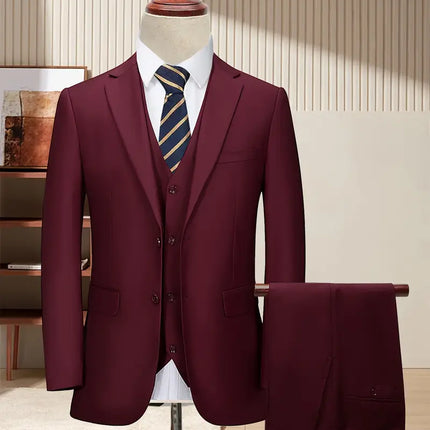 Men's 3pcs Business Suit #25061133 - Suits | Red / XS