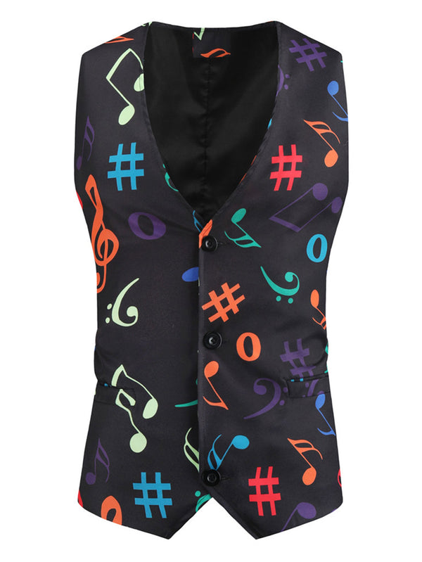 Men's Black Casual Vest Suit