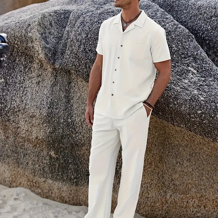 Men's 2pcs Linen Set #25061349 - | White / S