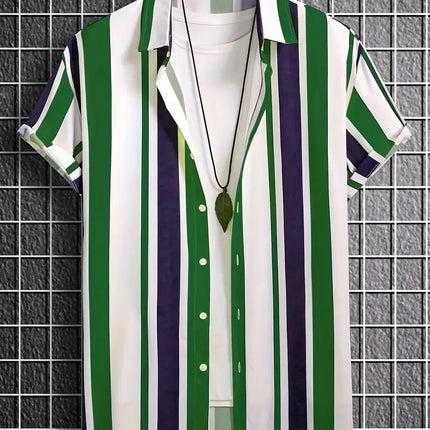 Men's Striped Print Shirt #25061023 - | Color4 / S