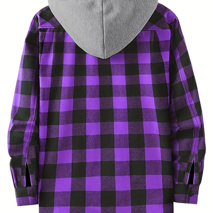Men's Casual Plaid Hoodie #25701038 - | Black / S