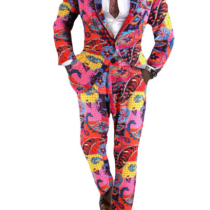 Men's Print Suit - Stylish & Elegant - Suits | Multicolour / M