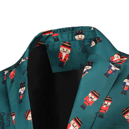 Men's Vintage Print Suit #2TZ44 - Suits | Olive Green / M