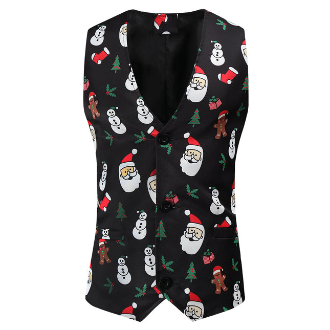 Men's Christmas Printed Vest #MJ46 - Vests | Multicolour / M