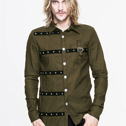 Men's Gothic Rivet Shirt #25625015 - | Burgundy / M