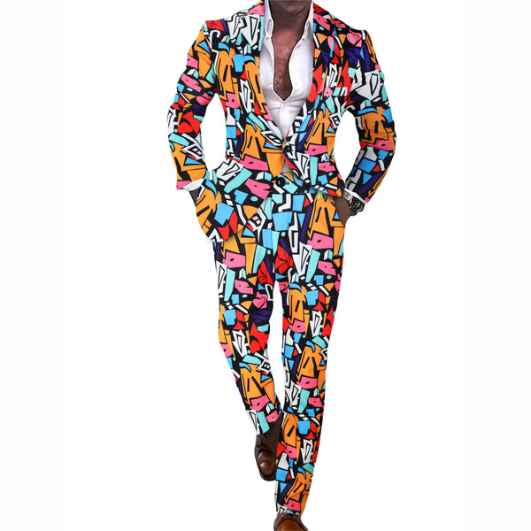 Men's Geometric Print Suit #2TZ-XX176