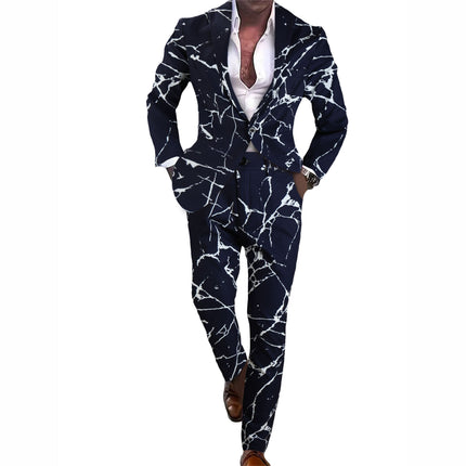 Men's Print Suit #2TZ2502 - Suits | Black / M