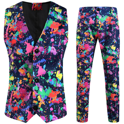 Men's Multicolor Printed Vest Suit - Vests | Multicolour / M