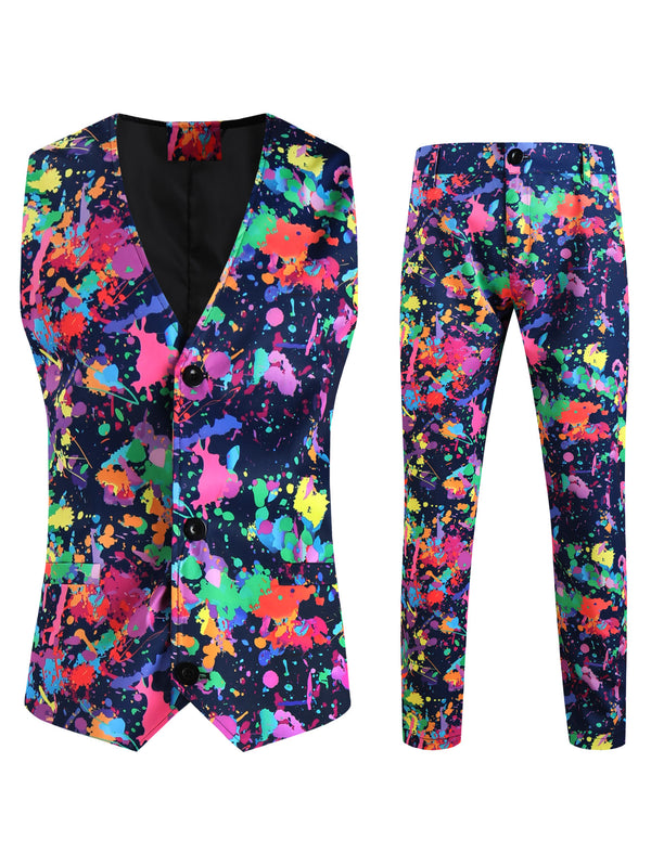 Men's Camouflage Multicolor Printed Vest Suit