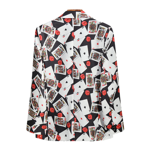 Men's Poker Print Blazer #X149