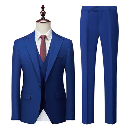 Men's 3 Piece Classic Suit #S8581 - Suits | Royal Blue / XS