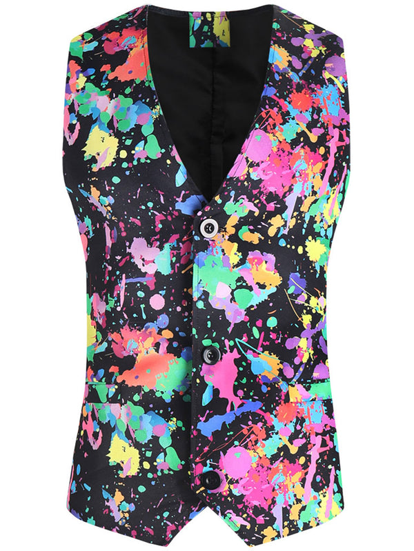 Men's Camouflage Multicolor Printed Vest Suit
