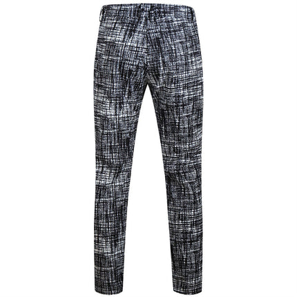 Men's Textured Grid Print Suit #2TZ314 - Suits | Black / M