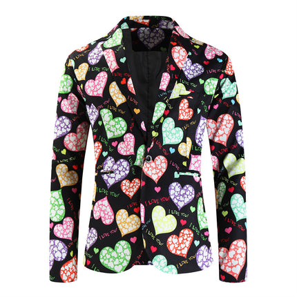 Men's Colorful Heart Print Suit #2TZ-XX236 - Suits | Multicolour / M