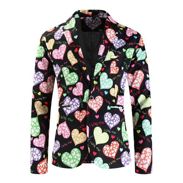 Men's Colorful Heart Print Suit #2TZ-XX236
