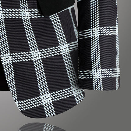Men's Plaid Blazer - Slim Fit Stylish Checkered Suit Jacket for Parties & Weddings - Blazers | Blue Plaid / M