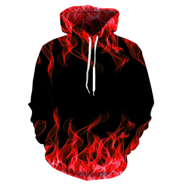 Men's Flame Print Hoodie #25703041 - | Red / S