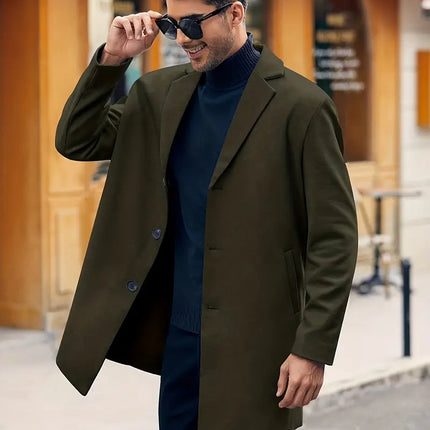 Men's Elegant Overcoat #25061025 - | Black / S