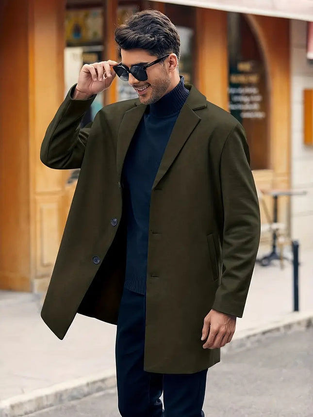 Men's Elegant Overcoat #25061025 - | Black / S