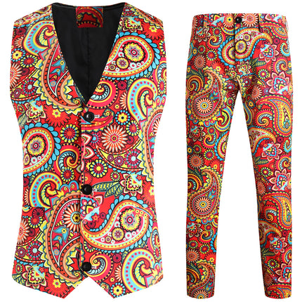 Men's Multicolor Printed Vest Suit - Vests | Multicolor / M