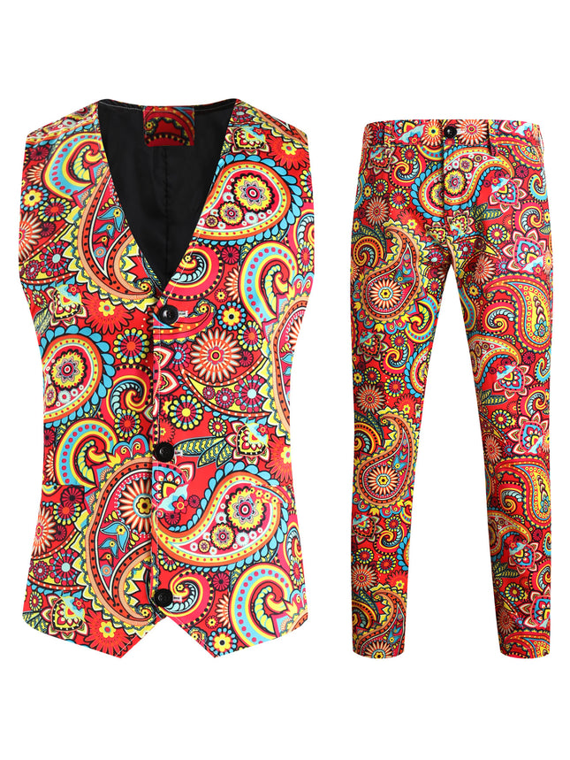 Men's Multicolor Printed Vest Suit - Vests | Multicolor / M