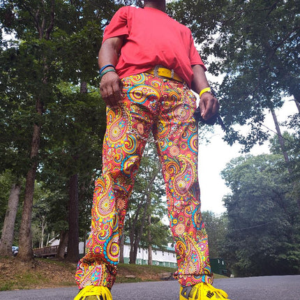 Ethnic Style Colorful Casual Trousers - Pants | Multicolor Red / M