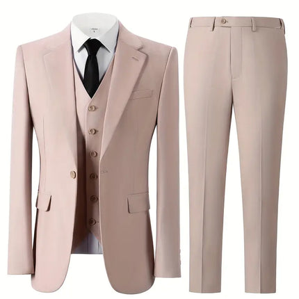Men's 3pcs Suit #304 - | Beige / XXS