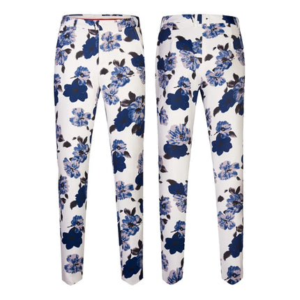 Men's Blue Floral Artistic Style Blazer #S8344 - Suits | Multicolour / XS