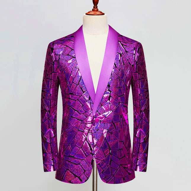 Men's Purple Holographic Sequin Jacket  #M8074-2