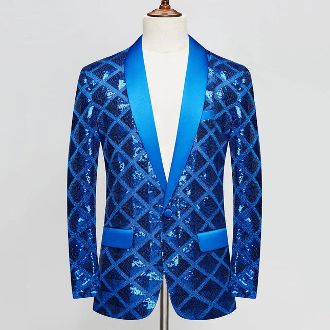 Men's Plaid Sequins Tuxedo  #S8231