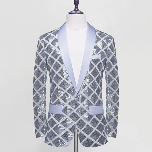 Men's Plaid Sequins Tuxedo #S8230