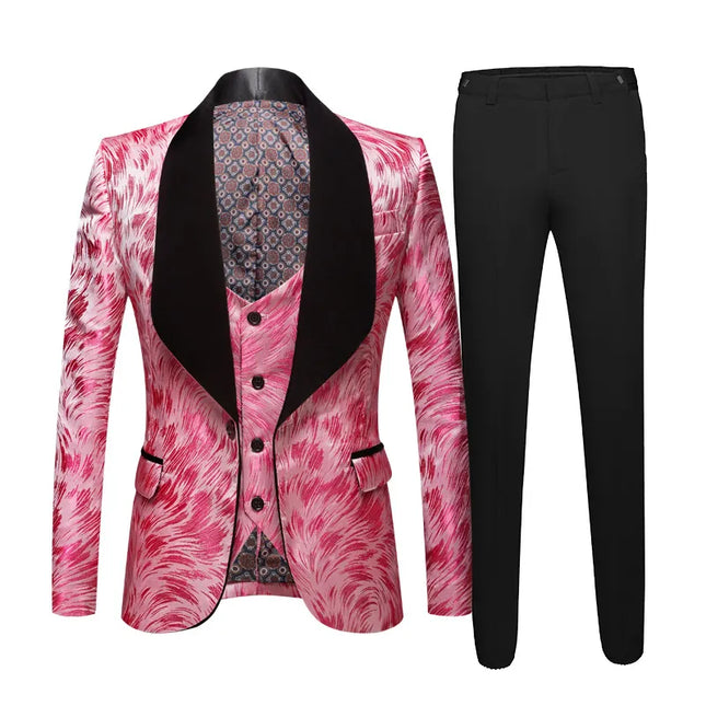 Men's Multicolor Textured 3-Piece Suit  #S8504-3