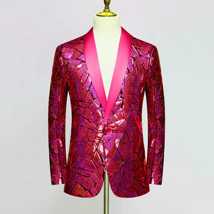 Men's Red Holographic Sequin Jacket  #M8074-1