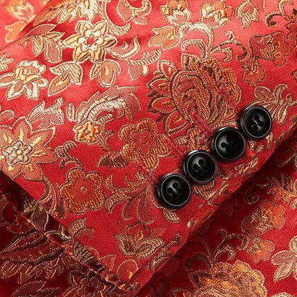 Men's Red Floral Suit  #S8305