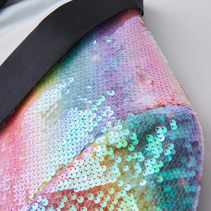 Men's Rainbow Shiny Tuxedo #S8086 - Blazers | Multicolour / XS
