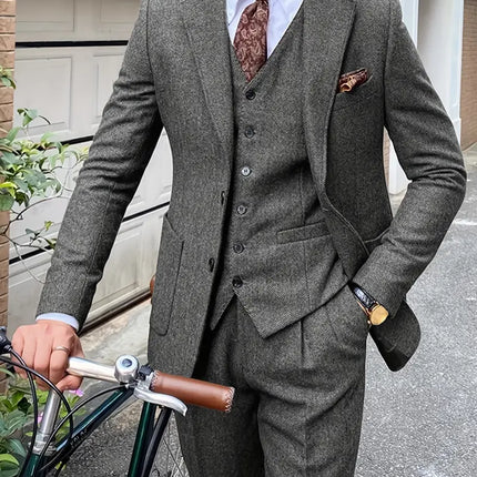 Men's 3pcs suit #309 - | Dark Gray / XXS