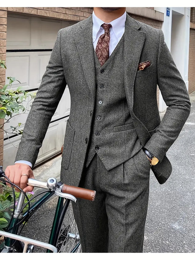 Men's 3pcs suit #309 - | Dark Gray / XXS