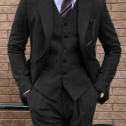 Men's 3pcs suit #309 - | Dark Gray / XXS