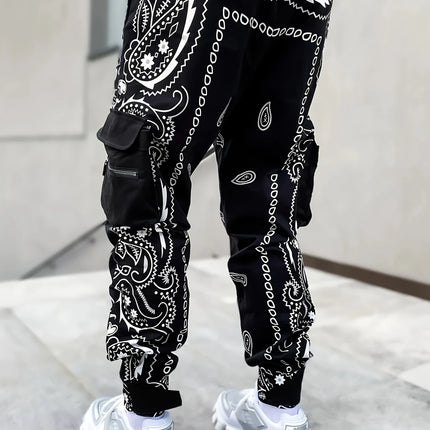 Men's Paisley Pattern Pants #25060708 - Pants | Black / S