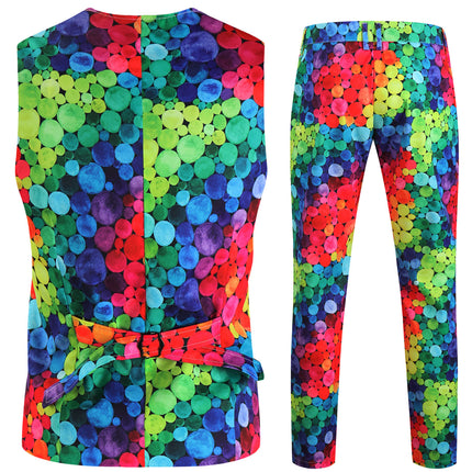 Men's Colorful Printed Vest Suit - Vests | Multicolour / M